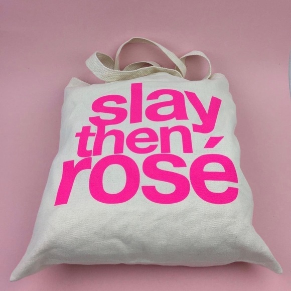 *4 for $20* DOGEARED Slay Then Rosé tote bag - Picture 1 of 6